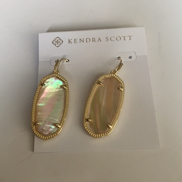 Kendra Scott Elle Gold Drop Earrings in Golden Abalone - Picture 4 of 6